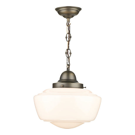 David Hunt Stowe Pendant Antique Brass with Opal Glass –  from Amos Lighting + Home