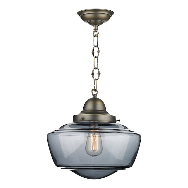 David Hunt Stowe Pendant Antique Brass with Smoked Glass –  from Amos Lighting + Home