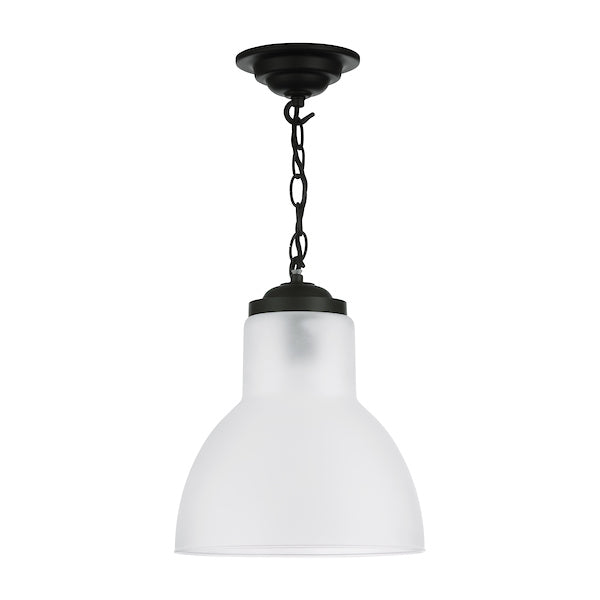 David Hunt Upton Small Black Pendant with Opal Glass –  from Amos Lighting + Home