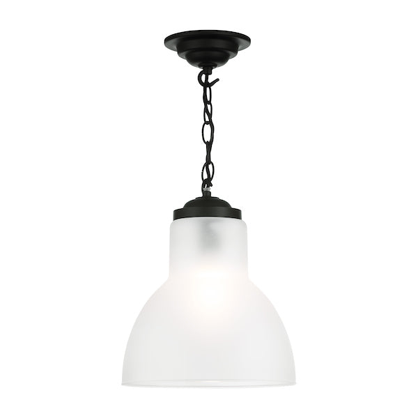 David Hunt Upton Small Black Pendant with Opal Glass –  from Amos Lighting + Home