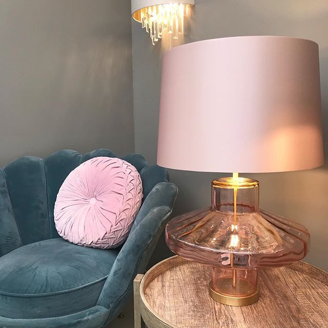 David Hunt Vienna Table Lamp Pink Glass Base –  from Amos Lighting + Home