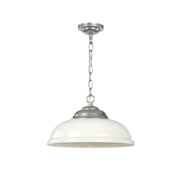 David Hunt Webster Opal Glass &amp; Satin Chrome Pendant –  from Amos Lighting + Home