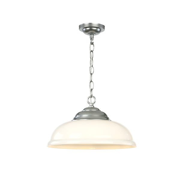 David Hunt Webster Opal Glass &amp; Satin Chrome Pendant –  from Amos Lighting + Home