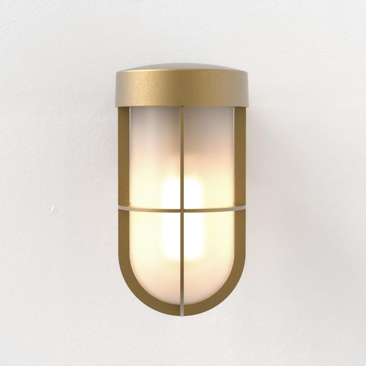 Astro Cabin Wall Frosted Antique Brass Outdoor Wall Light
