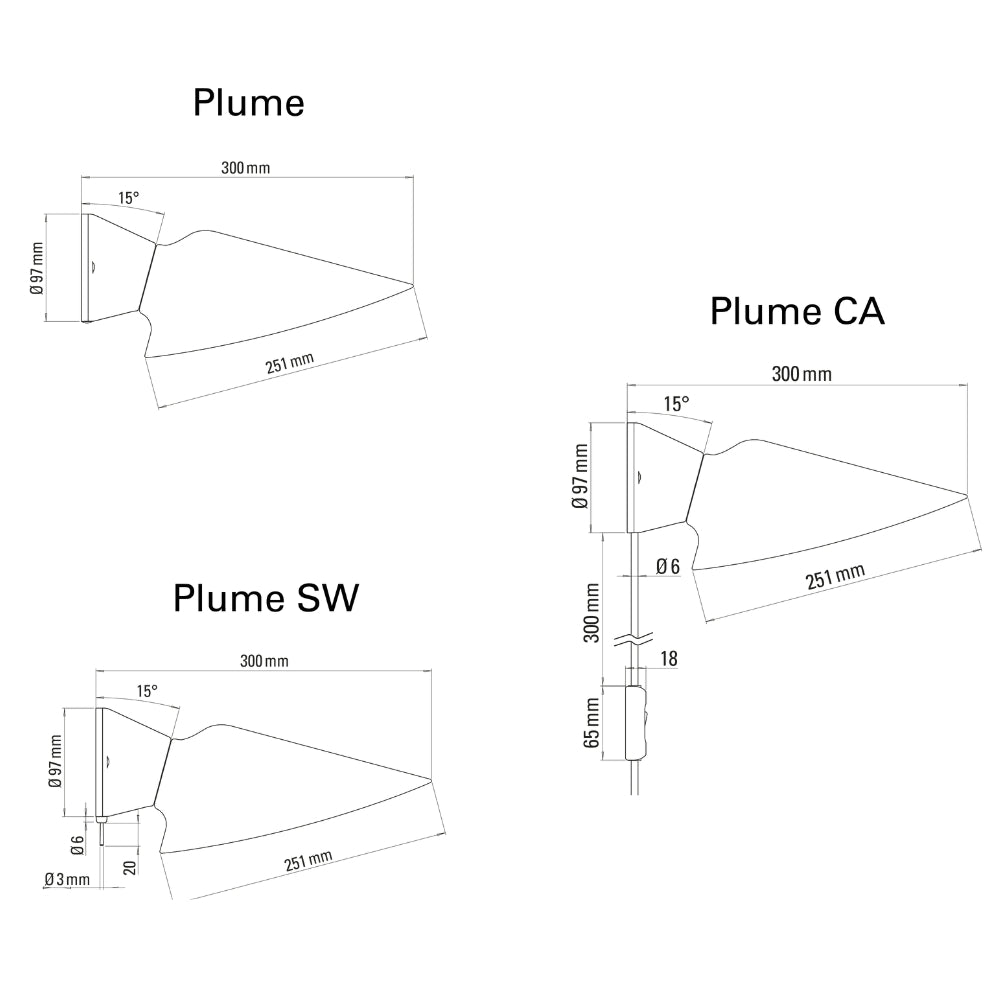 DCW Editions PLUME Porceline Wall Light with Cable & Switch –  from Amos Lighting + Home