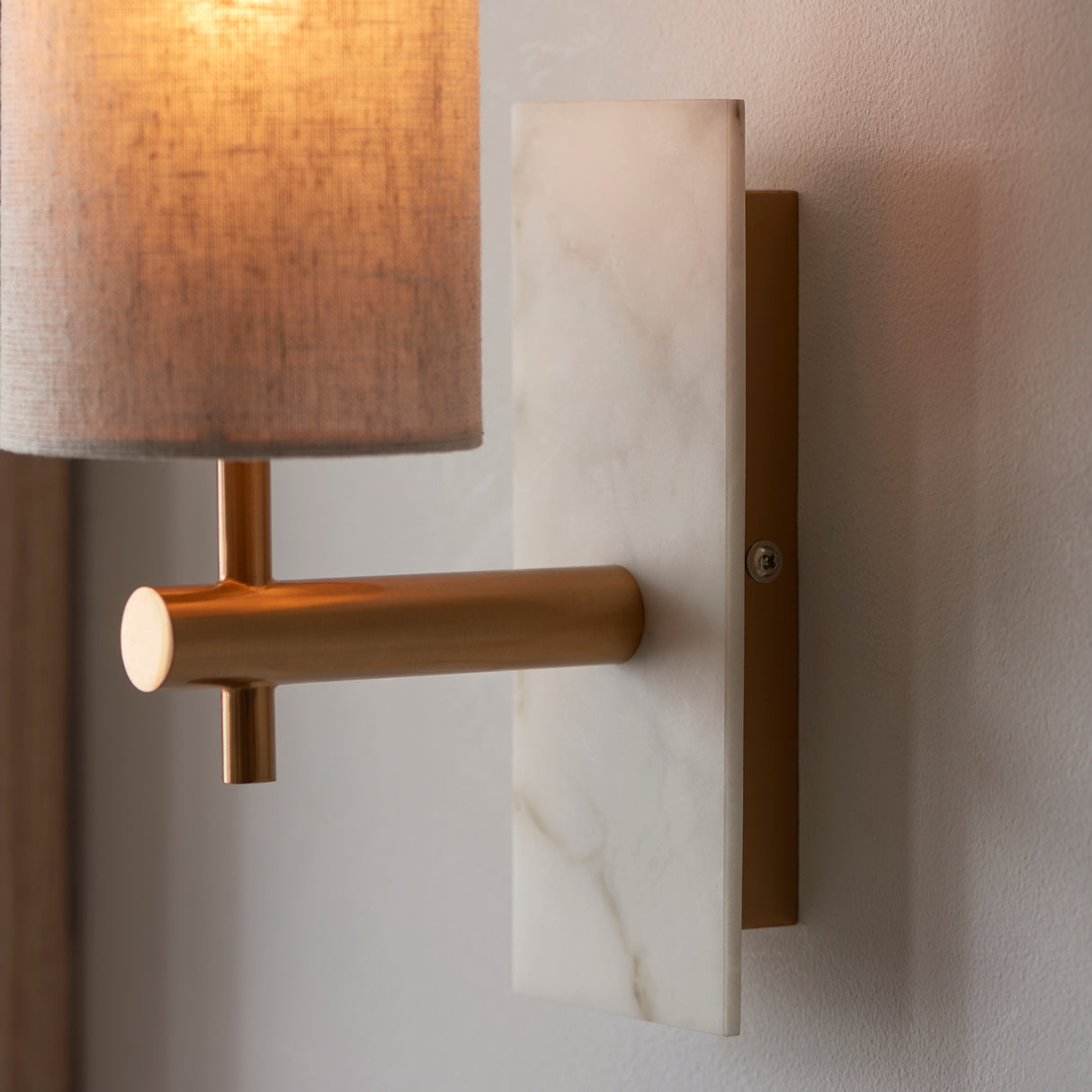 Amos Compton Marble Wall Light with Linen Shade