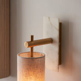 Amos Compton Marble Wall Light with Linen Shade