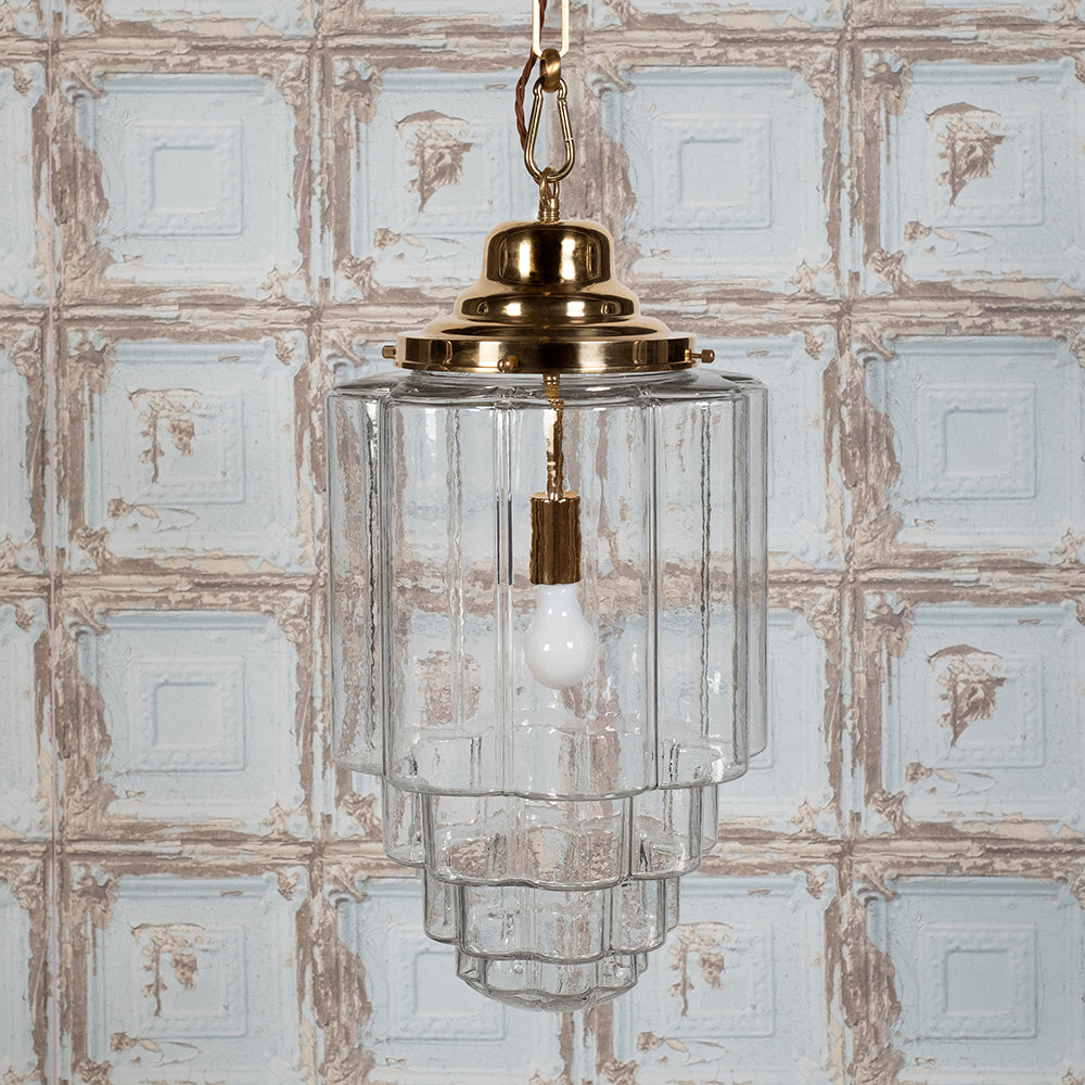 Soho Lighting Glasshouse Polished Brass Clear Art Deco Pendant Light