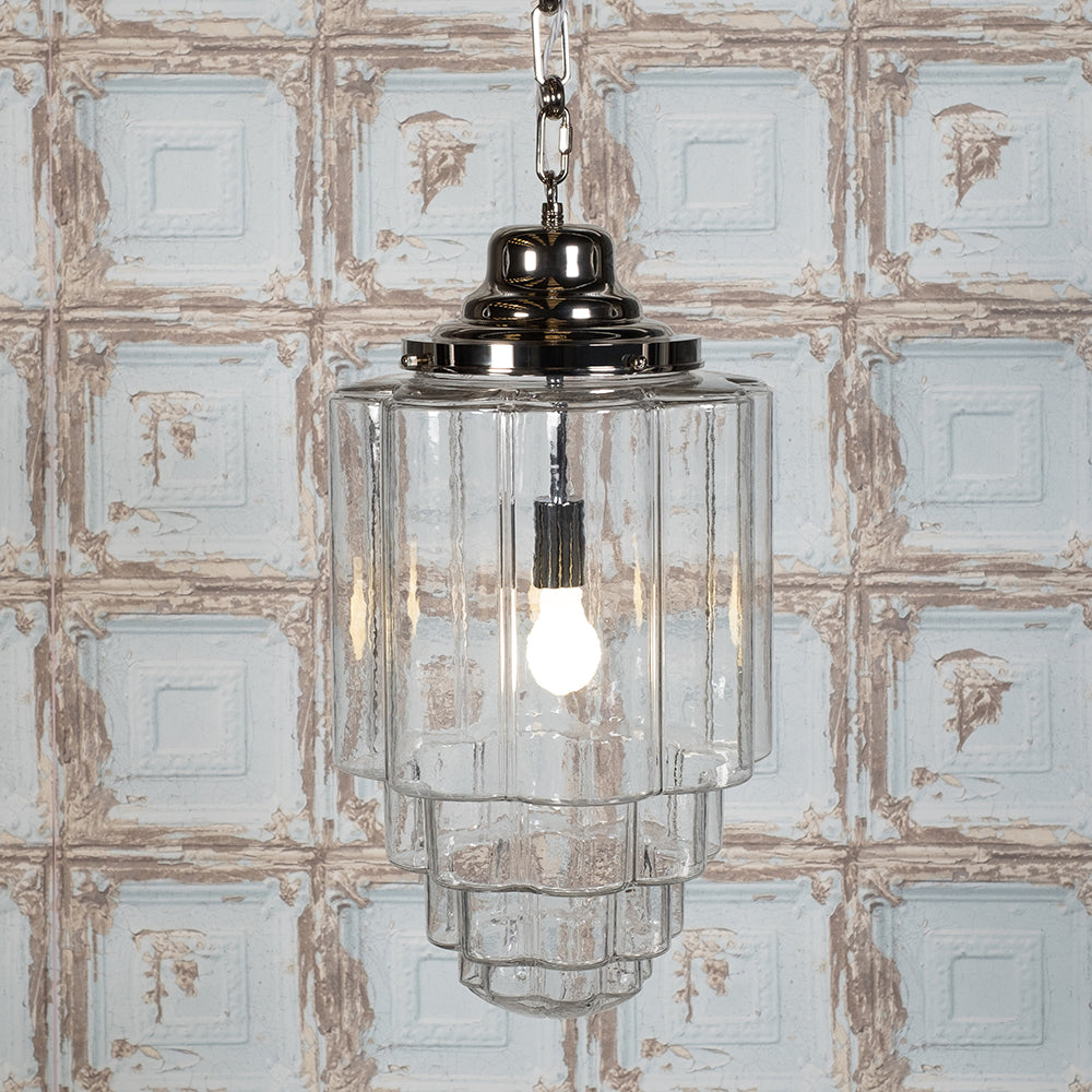 Soho Lighting Glasshouse Nickel Clear Art Deco Pendant Light
