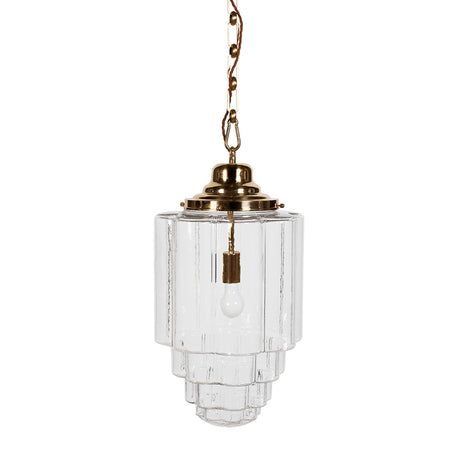 Soho Lighting Glasshouse Polished Brass Clear Art Deco Pendant Light