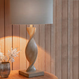 Amos Abia Wood Table Lamp with Linen Shade –  from Amos Lighting + Home