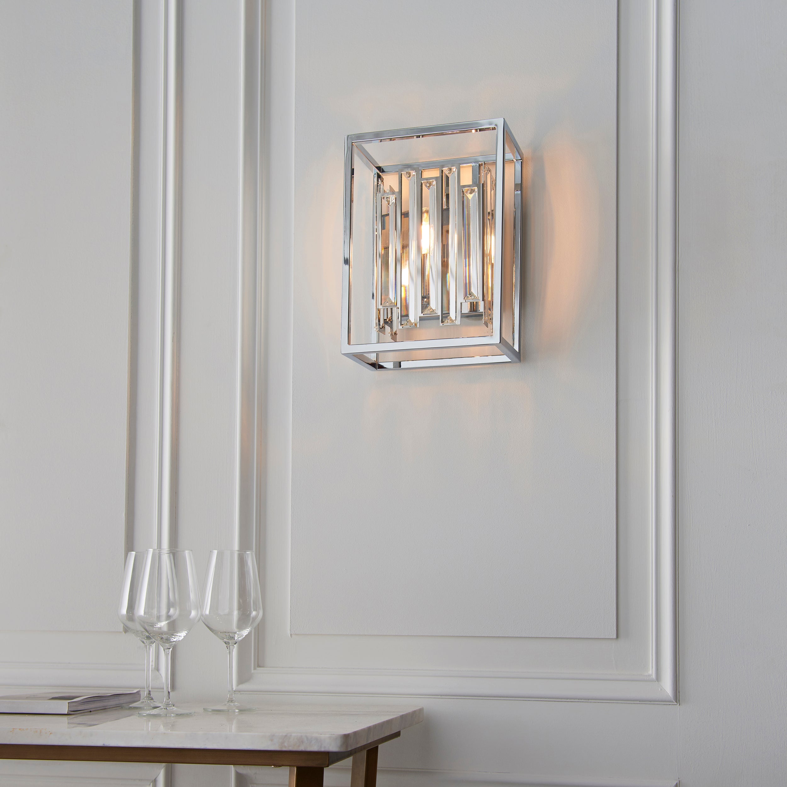 Chrome crystal wall lights hotsell