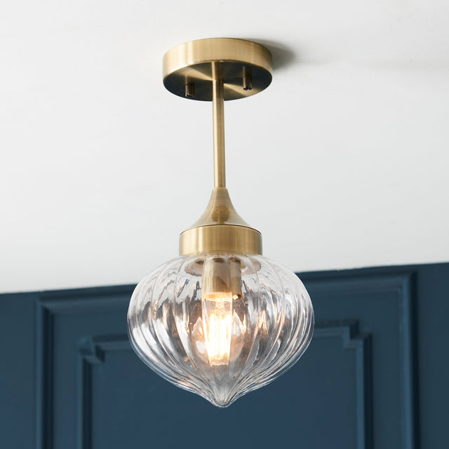 Amos Addington Semi flush Antique Brass –  from Amos Lighting + Home