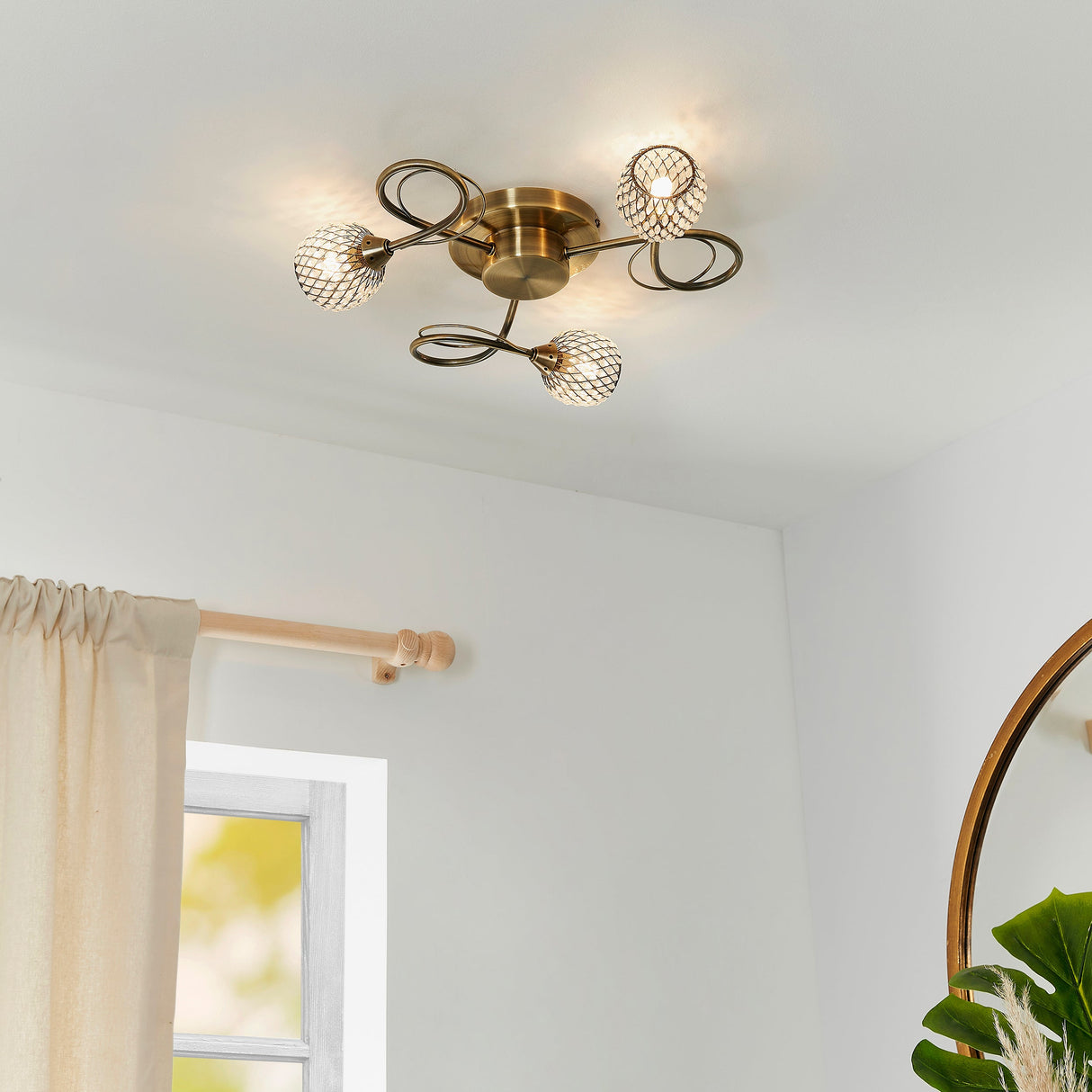 Endon Aherne 3lt Semi flush Antique Brass –  from Amos Lighting + Home