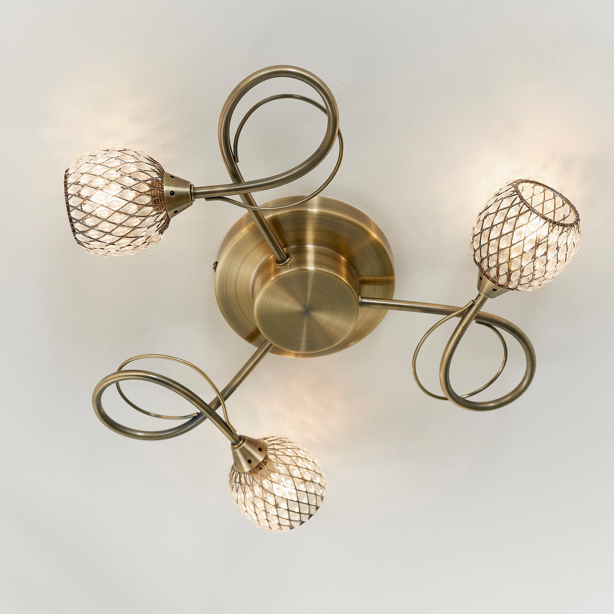 Endon Aherne 3lt Semi flush Antique Brass –  from Amos Lighting + Home