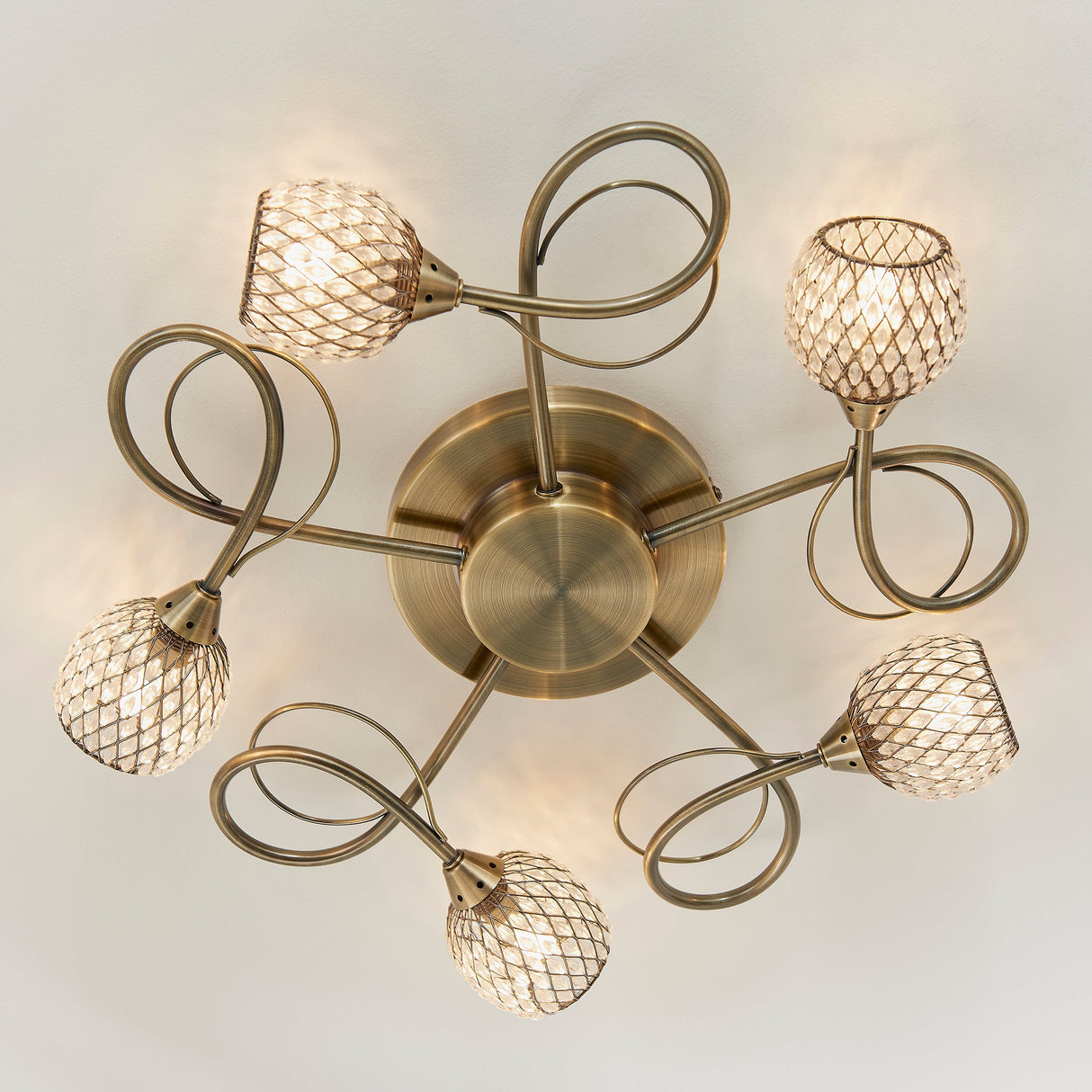 Endon Aherne 5lt Semi flush Antique Brass –  from Amos Lighting + Home