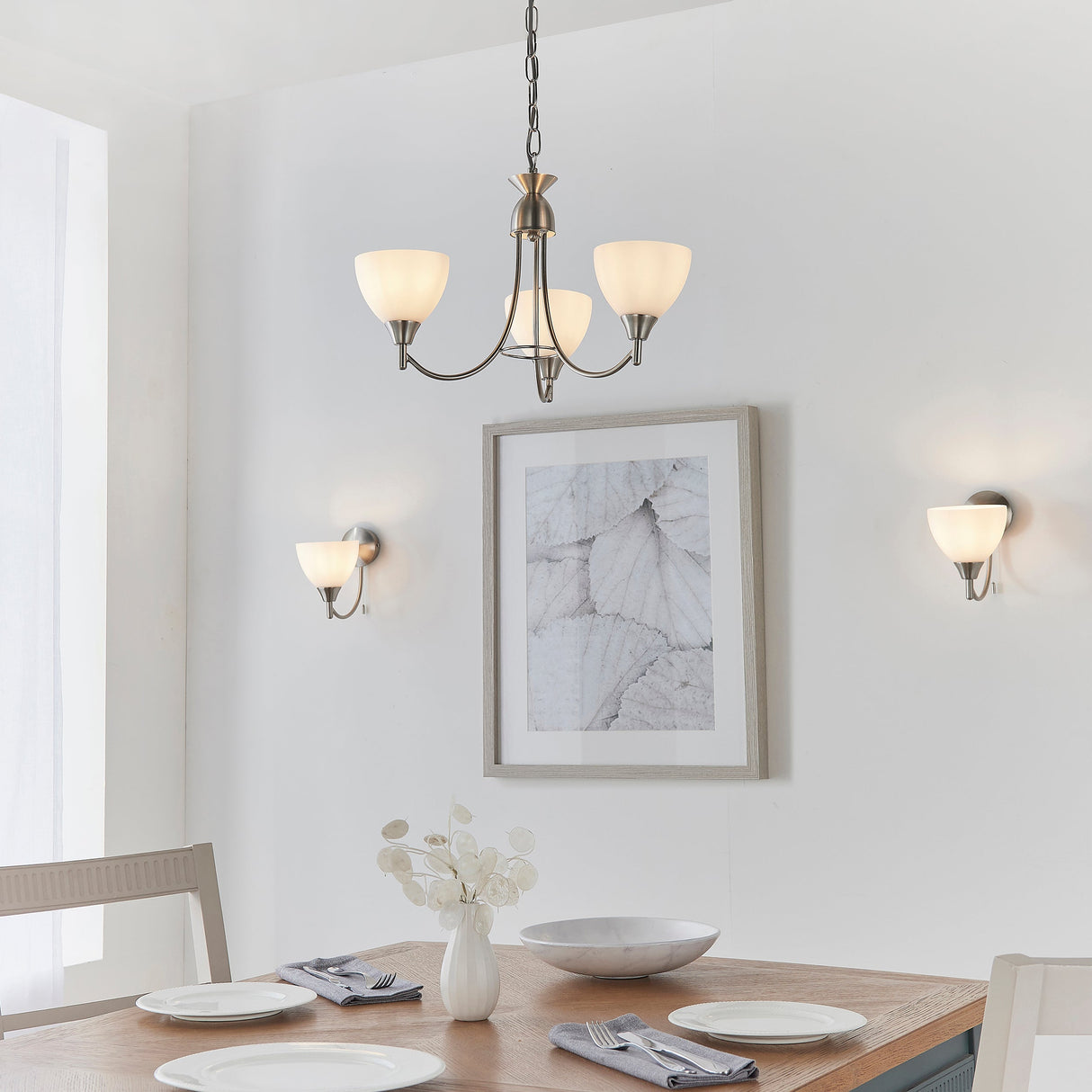 Endon Alton 3lt Chandelier Satin Chrome –  from Amos Lighting + Home