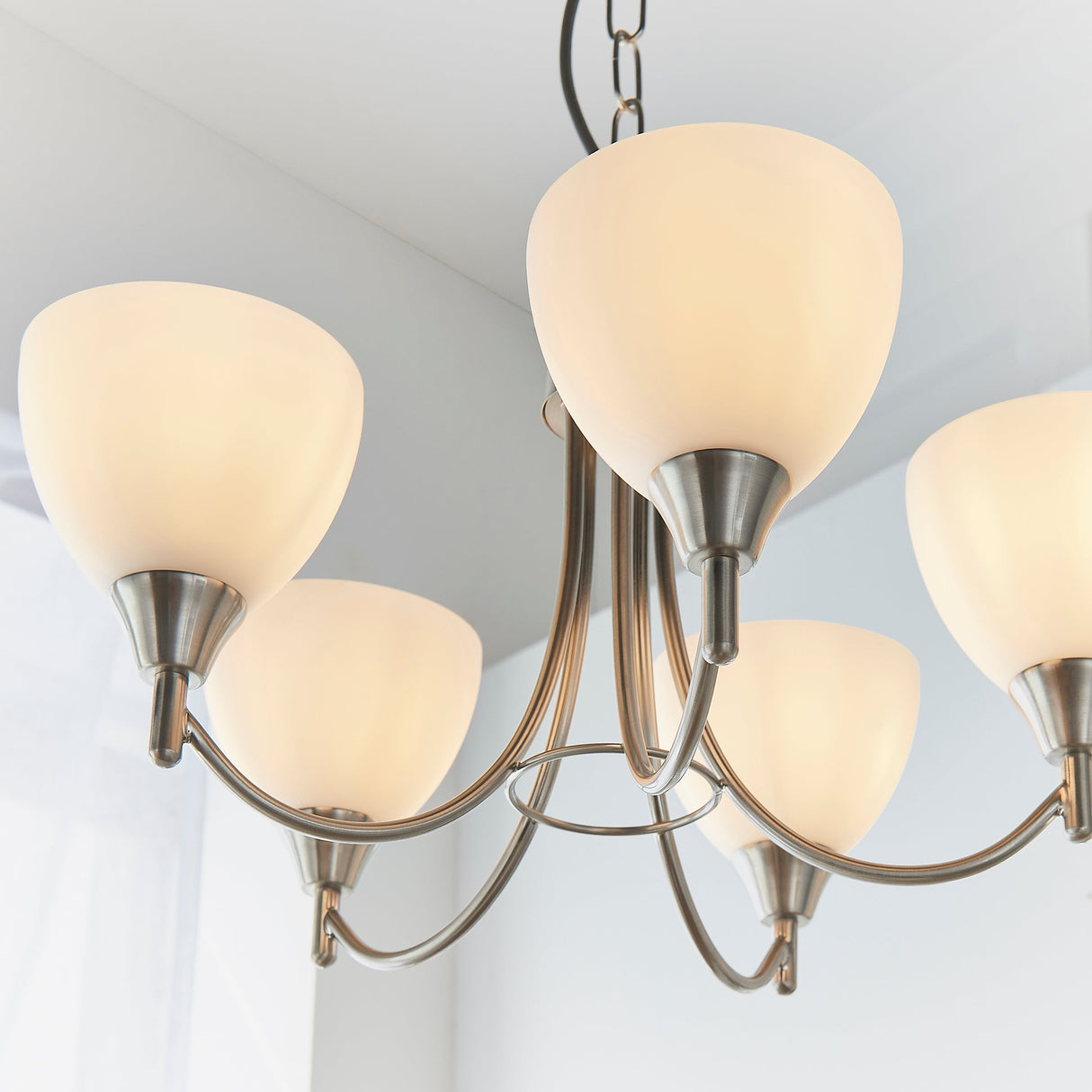 Endon Alton 5lt Chandelier Satin Chrome –  from Amos Lighting + Home