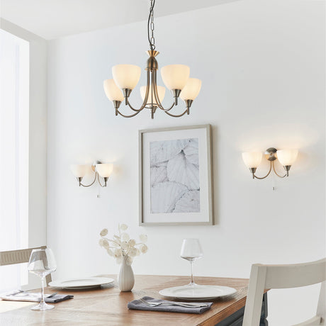 Endon Alton 5lt Chandelier Satin Chrome –  from Amos Lighting + Home