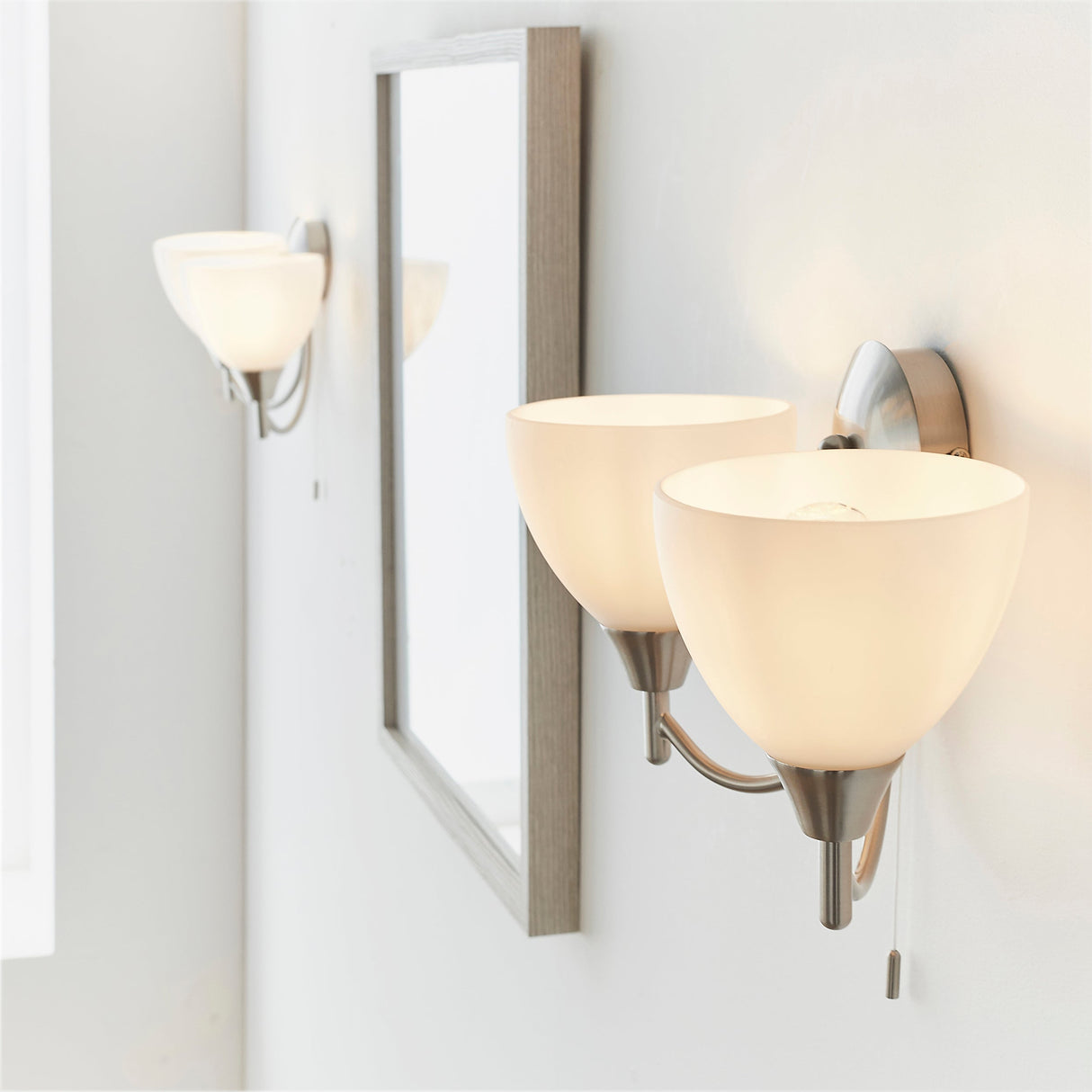 Endon Alton Twin Wall Light Satin Chrome –  from Amos Lighting + Home