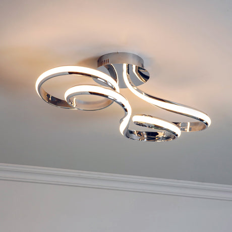 Amos Aria Chrome LED Semi flush Ceiling Light –  from Amos Lighting + Home