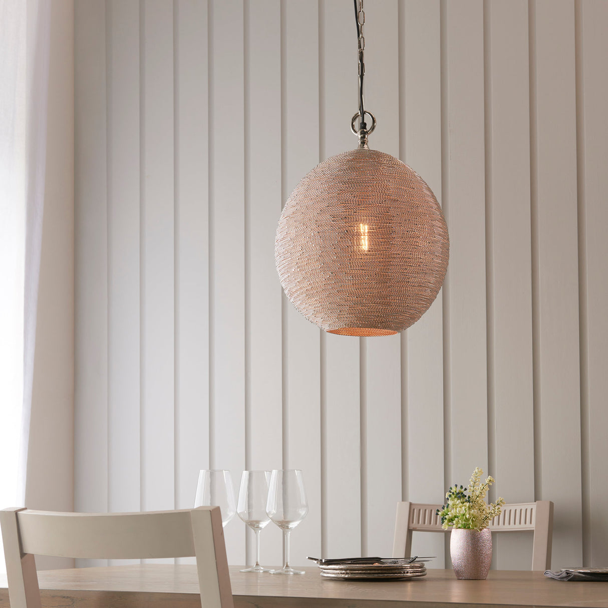 Endon Asha Polished Nickel Wire Pendant –  from Amos Lighting + Home