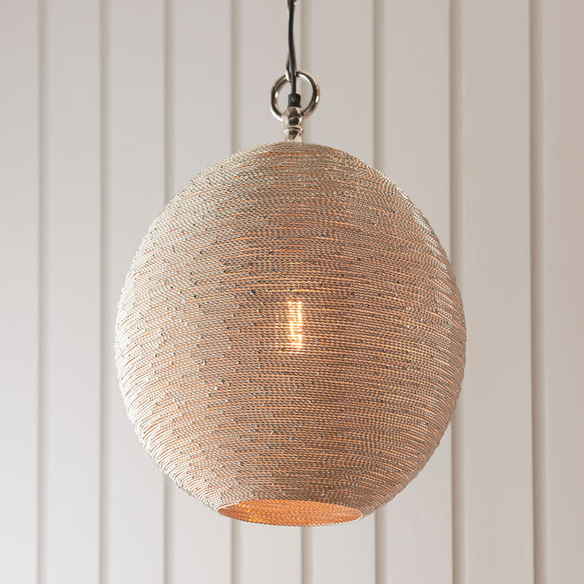 Endon Asha Polished Nickel Wire Pendant –  from Amos Lighting + Home