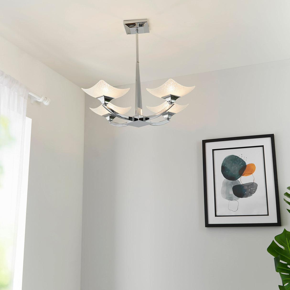 Endon Ayres Chrome & Scavo Glass 4lt Semi Flush Ceiling Light –  from Amos Lighting + Home