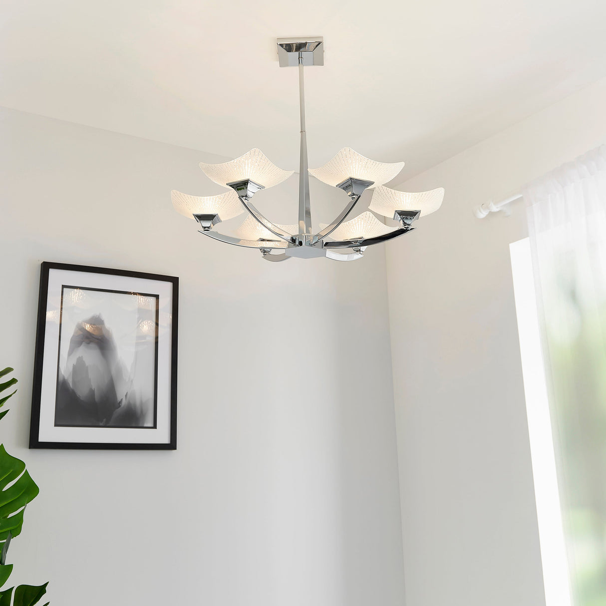 Endon Ayres Chrome & Scavo Glass 6lt Semi Flush Ceiling Light –  from Amos Lighting + Home