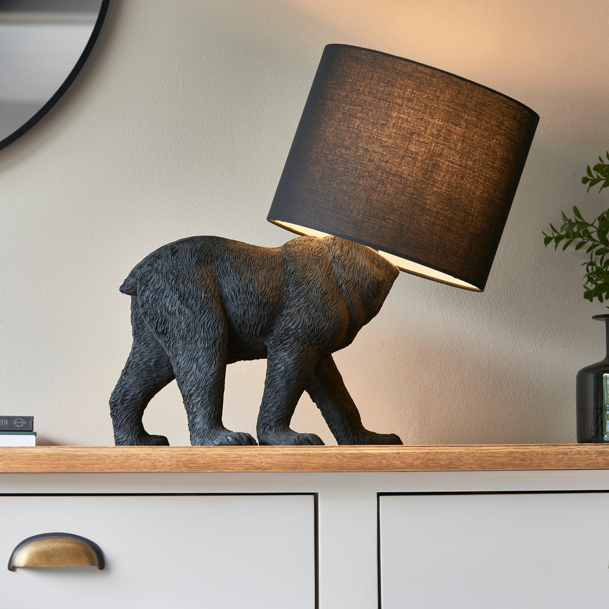 Amos Barack Bear Table Lamp Matt Black with Shade –  from Amos Lighting + Home