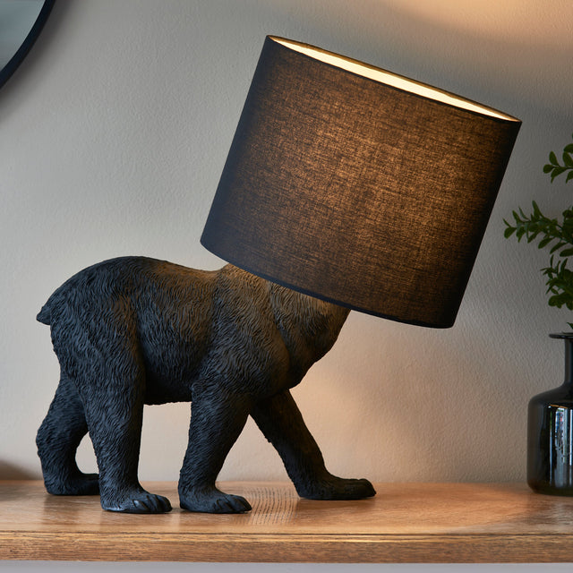 Amos Barack Bear Table Lamp Matt Black with Shade –  from Amos Lighting + Home