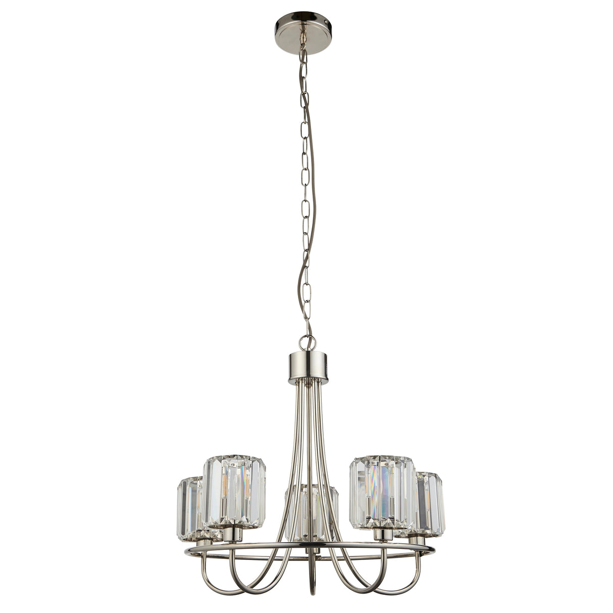 Amos Berenice 5lt Chandelier Bright Nickel –  from Amos Lighting + Home