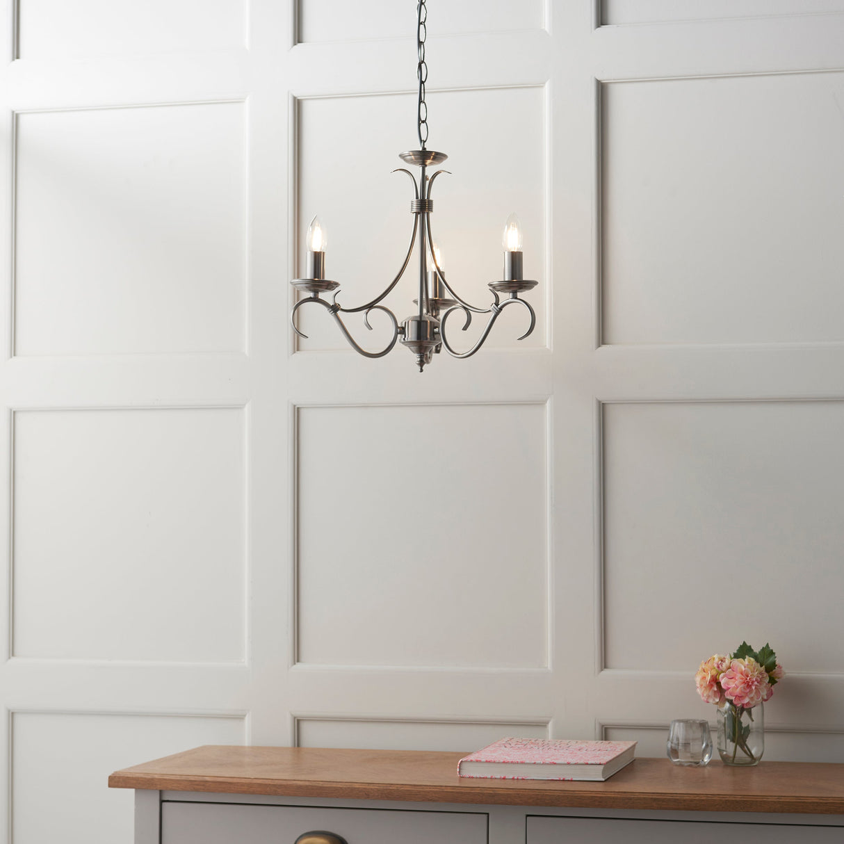 Amos Bernice 3lt Chandelier Antique Silver –  from Amos Lighting + Home