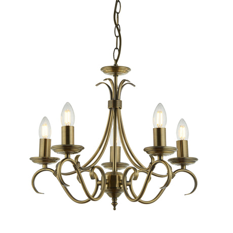 Amos Bernice 5lt Chandelier Antique Brass –  from Amos Lighting + Home