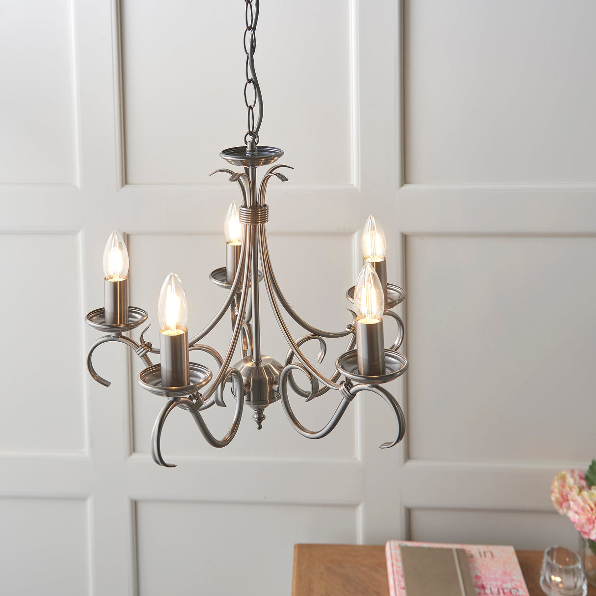 Amos Bernice 5lt Chandelier Antique Silver –  from Amos Lighting + Home