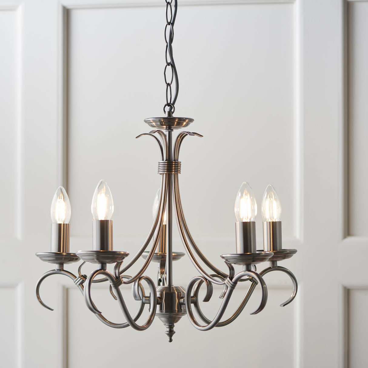 Amos Bernice 5lt Chandelier Antique Silver –  from Amos Lighting + Home