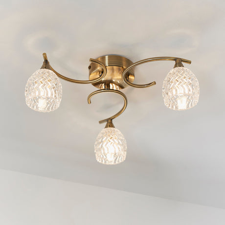 Endon Boyer 3lt Semi flush Antique Brass –  from Amos Lighting + Home