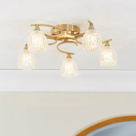 Endon Boyer 5lt Semi flush Antique Brass –  from Amos Lighting + Home