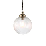 Endon Brydon Antique Brass & Ribbed Glass Pendant Small –  from Amos Lighting + Home