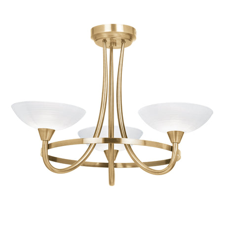 Endon Cagney 3lt Semi flush Chandelier Antique Brass –  from Amos Lighting + Home