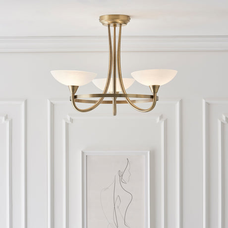 Endon Cagney 3lt Semi flush Chandelier Antique Brass –  from Amos Lighting + Home