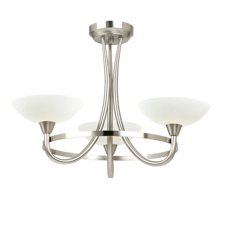 Endon Cagney 3lt Semi flush Chandelier Satin Chrome –  from Amos Lighting + Home