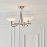 Endon Cagney 3lt Semi flush Chandelier Satin Chrome –  from Amos Lighting + Home