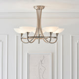 Endon Cagney 5lt Semi flush Chandelier Satin Chrome –  from Amos Lighting + Home