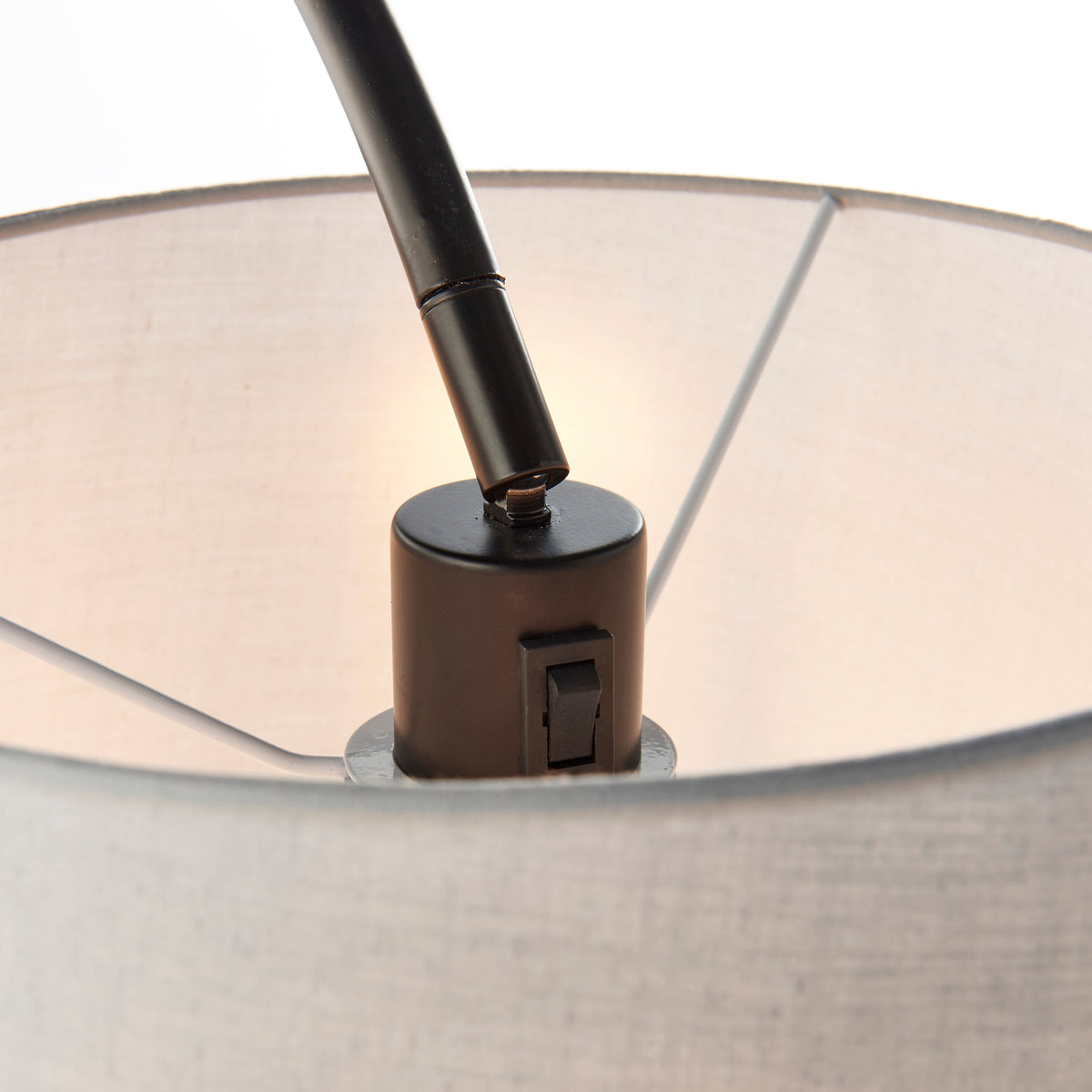 Endon Ruffle Endon Carlson Matt Black Floor Lamp with Grey Shade | Contemporary ...