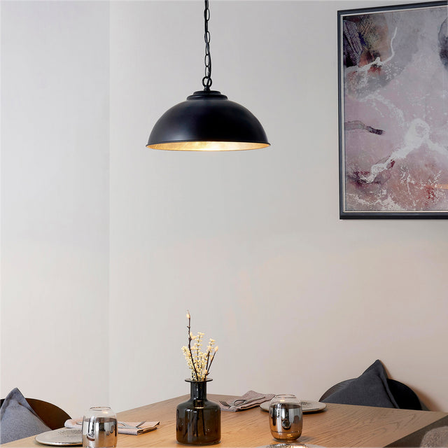 Endon Colman Pendant Black with Gold Leaf –  from Amos Lighting + Home