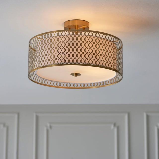 Endon Cordero Flush Ceiling Light Gold –  from Amos Lighting + Home