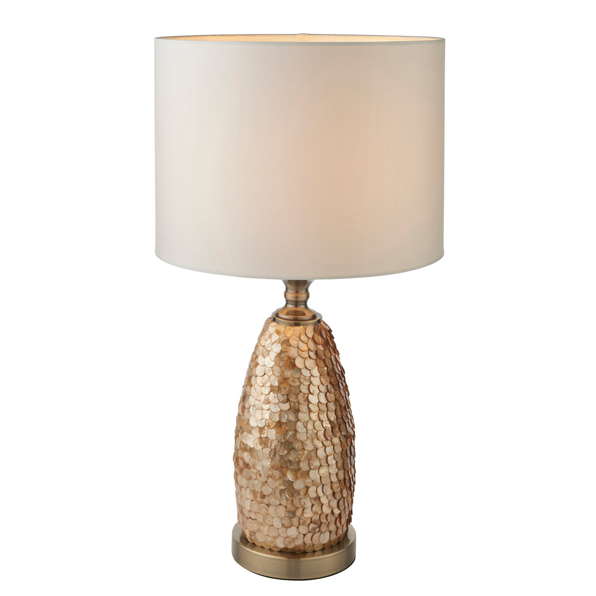 Amos Dahlia Antique Brass Capiz Detailed Table Lamp –  from Amos Lighting + Home