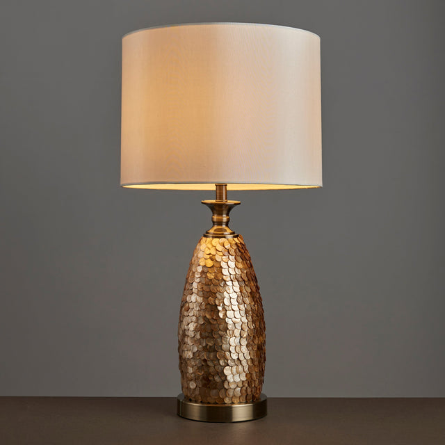 Amos Dahlia Antique Brass Capiz Detailed Table Lamp –  from Amos Lighting + Home