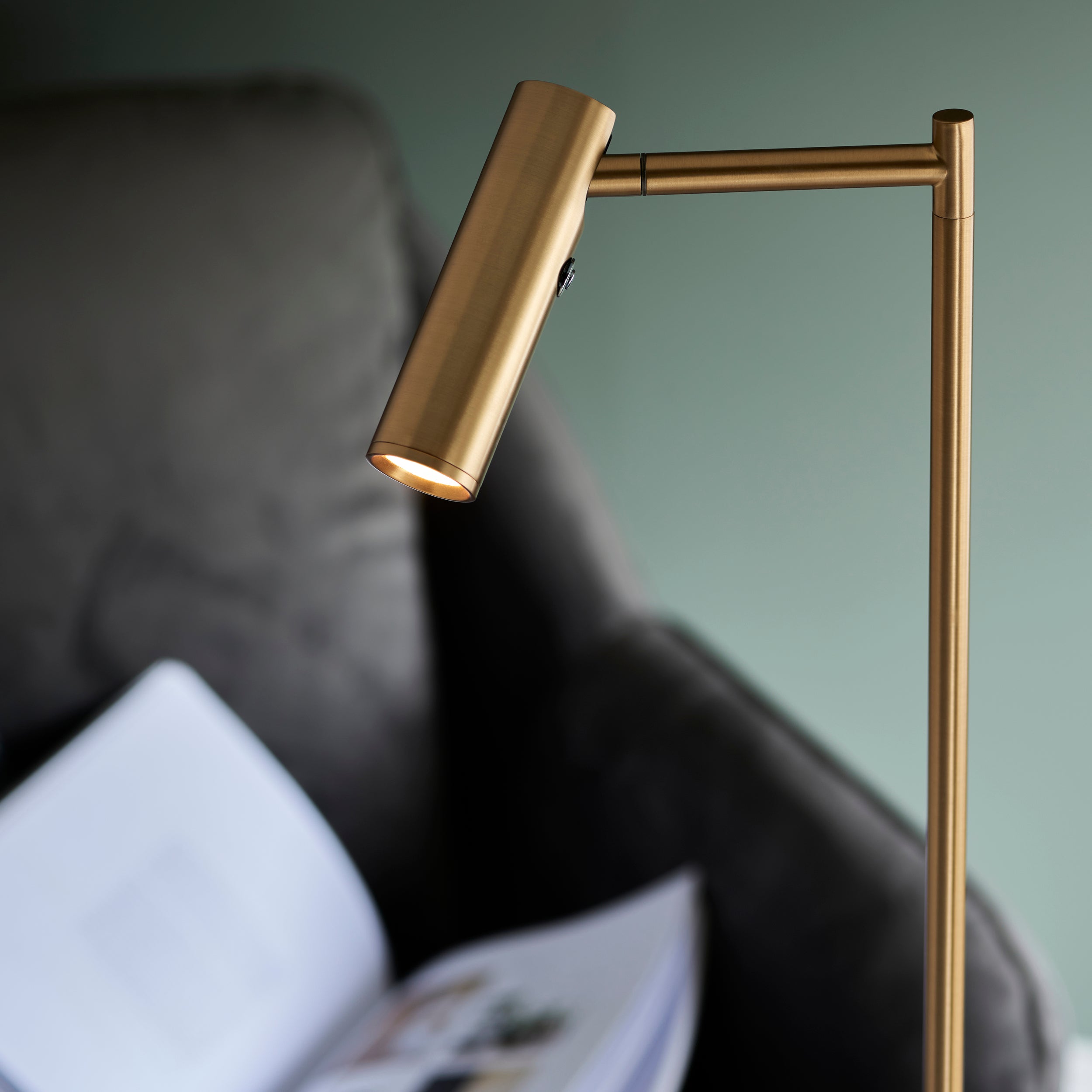Endon Dedicated Reader Floor Lamp Warm Brass | 3-Stage Dimmer